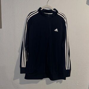 Adidas Men's Dark Blue Jacket with White Accents